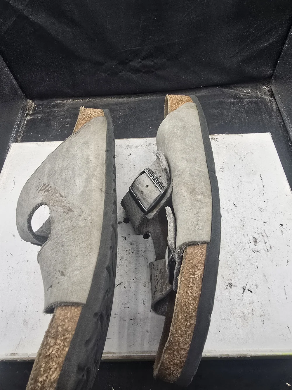 Birkenstock Men's Double-Buckle Sandals in Light Gray